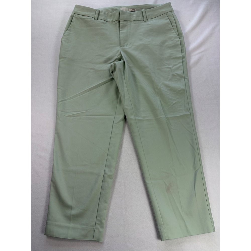 A New Day Women Sage Green Stretch Chino Pants Size 12 Straight Leg Office Wear